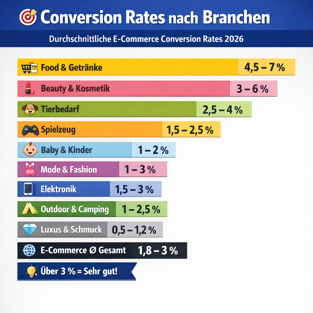 Conversion Rates im E-Commerce: Branchen-Benchmarks & Durchschnittswerte 2026